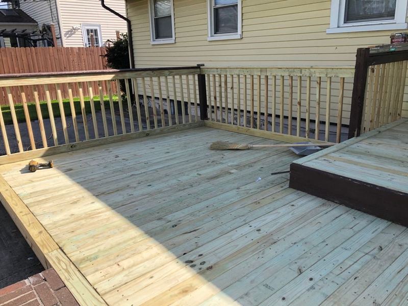 New pressure-treated wood deck